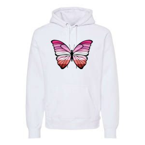 Lesbian Butterfly Hypolimnas Lesbian Pride Flag Premium Hoodie