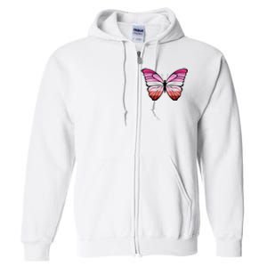 Lesbian Butterfly Hypolimnas Lesbian Pride Flag Full Zip Hoodie