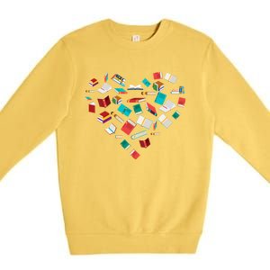 Library Books Heart Bookworm Valentines Day Reading Gift Premium Crewneck Sweatshirt