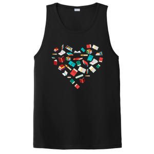 Library Books Heart Bookworm Valentines Day Reading Gift PosiCharge Competitor Tank