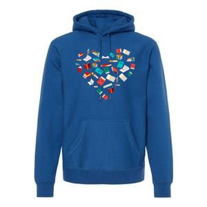 Library Books Heart Bookworm Valentines Day Reading Gift Premium Hoodie