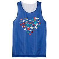 Library Books Heart Bookworm Valentines Day Reading Gift Mesh Reversible Basketball Jersey Tank