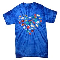 Library Books Heart Bookworm Valentines Day Reading Gift Tie-Dye T-Shirt