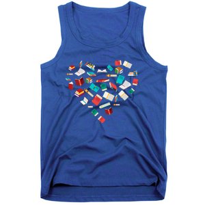 Library Books Heart Bookworm Valentines Day Reading Gift Tank Top