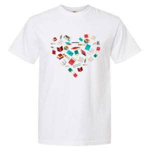 Library Books Heart Bookworm Valentines Day Reading Gift Garment-Dyed Heavyweight T-Shirt