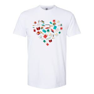 Library Books Heart Bookworm Valentines Day Reading Gift Softstyle CVC T-Shirt