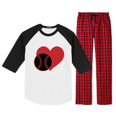 Love Baseball Heart Gift For Fan Baseball Sport Team Raglan Sleeve Pajama Set