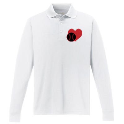 Love Baseball Heart Gift For Fan Baseball Sport Team Performance Long Sleeve Polo