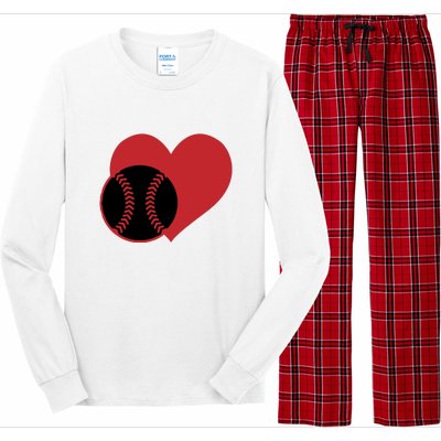 Love Baseball Heart Gift For Fan Baseball Sport Team Long Sleeve Pajama Set