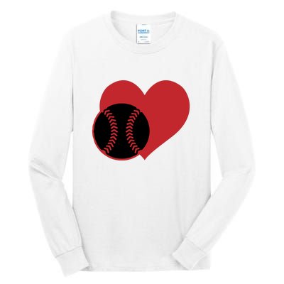 Love Baseball Heart Gift For Fan Baseball Sport Team Tall Long Sleeve T-Shirt