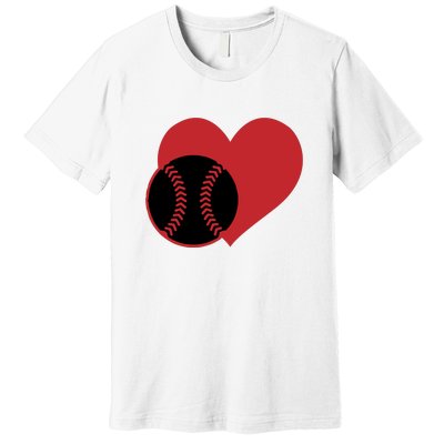 Love Baseball Heart Gift For Fan Baseball Sport Team Premium T-Shirt