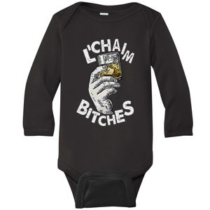 LChaim Bitches Hanukkah Baby Long Sleeve Bodysuit