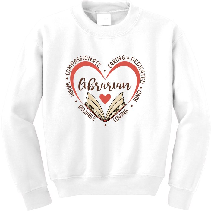 Librarian Books Heart Gift For Reading Books Kids Sweatshirt