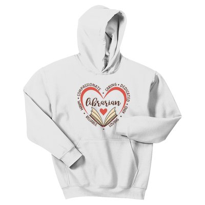 Librarian Books Heart Gift For Reading Books Kids Hoodie