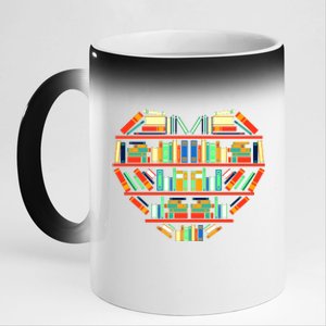 Love Books Heart 11oz Black Color Changing Mug