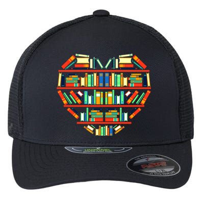 Love Books Heart Flexfit Unipanel Trucker Cap