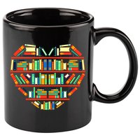 Love Books Heart 11oz C Handle Ceramic Mug