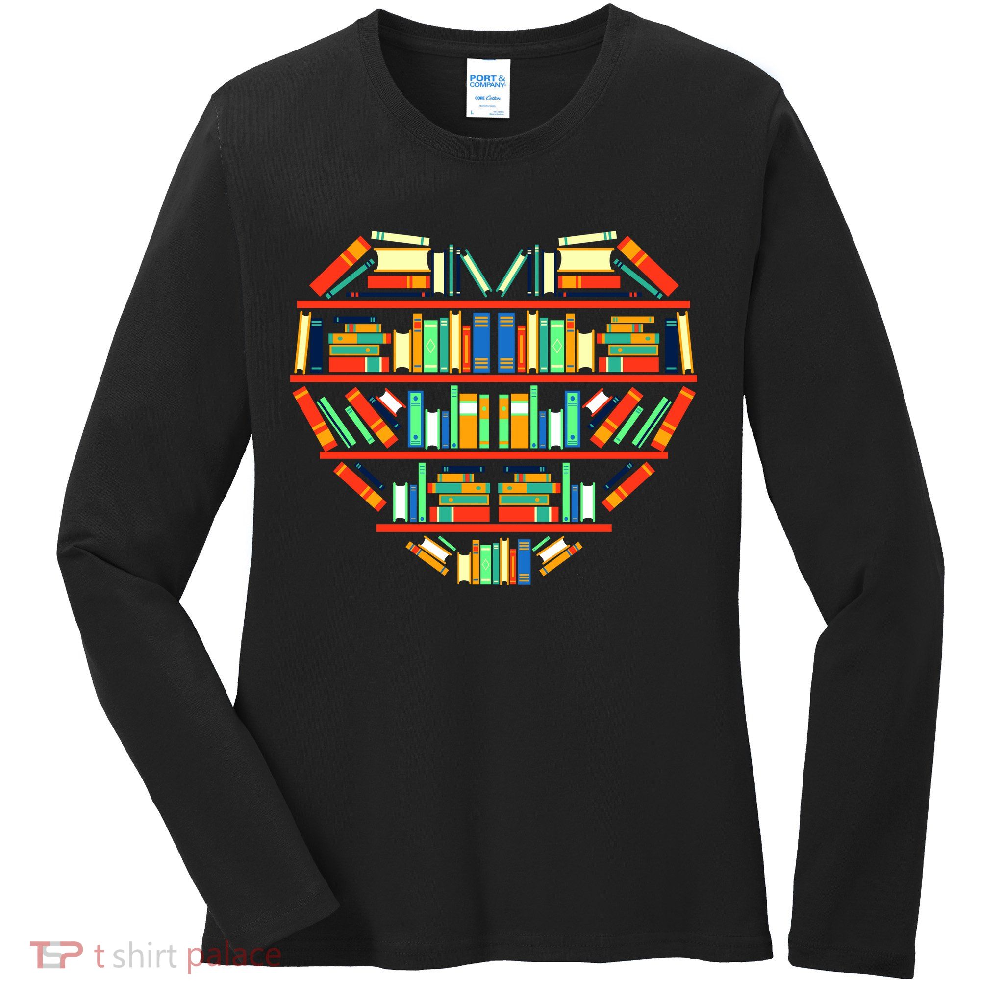 Love Books Heart Ladies Long Sleeve Shirt