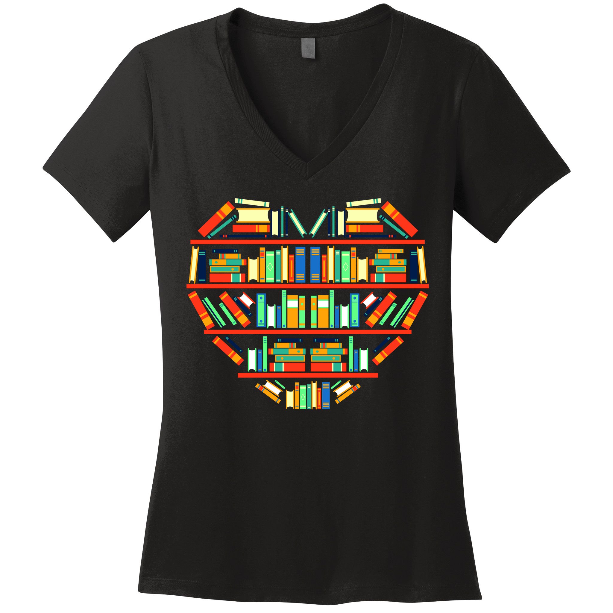 Love Books Heart Women's V-Neck T-Shirt