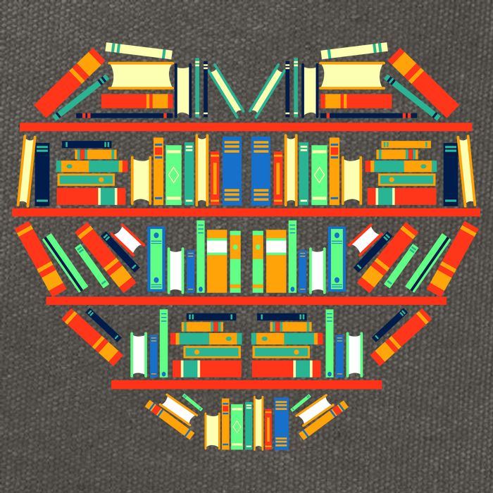 Love Books Heart Cotton Canvas Backpack
