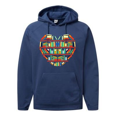 Love Books Heart Performance Fleece Hoodie