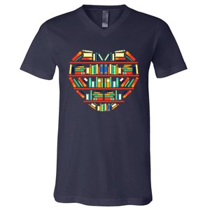 Love Books Heart V-Neck T-Shirt