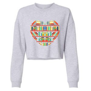 Love Books Heart Cropped Pullover Crew