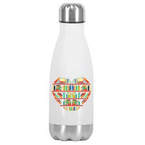 Love Books Heart Stainless Steel Insulated Water Bottle