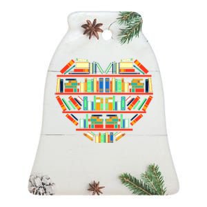 Love Books Heart Ceramic Bell Ornament