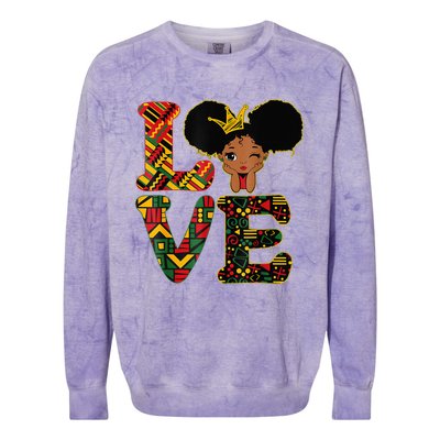 LOVE Black History Month Strong African Colorblast Crewneck Sweatshirt