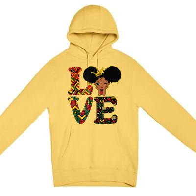 LOVE Black History Month Strong African Premium Pullover Hoodie