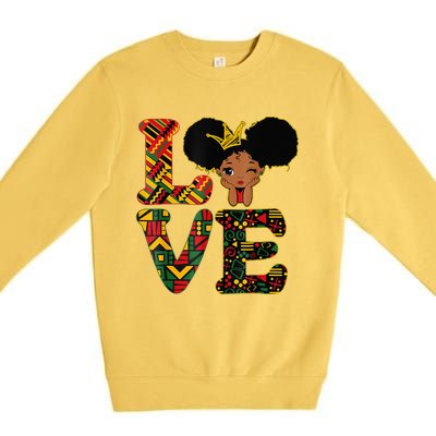 LOVE Black History Month Strong African Premium Crewneck Sweatshirt