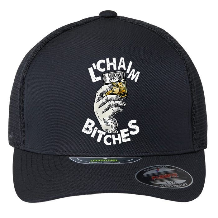 LChaim Bitches Hanukkah Flexfit Unipanel Trucker Cap