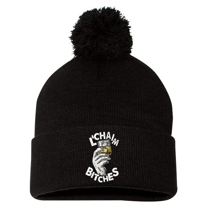 LChaim Bitches Hanukkah Pom Pom 12in Knit Beanie