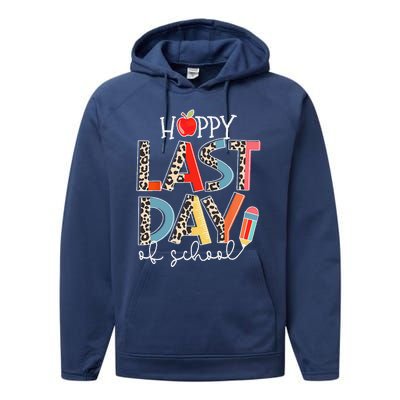 Leopard Boho Happy Last Day Of School Teacher & Students Performance Fleece Hoodie