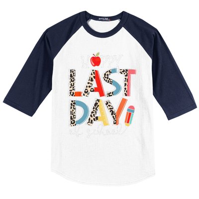 Leopard Boho Happy Last Day Of School Teacher & Students Baseball Sleeve Shirt