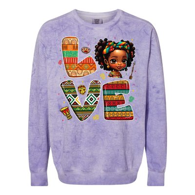 LOVE Black History Month Strong African Colorblast Crewneck Sweatshirt