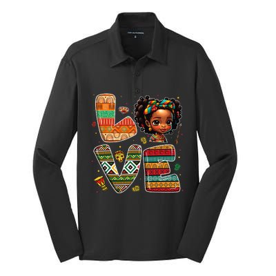 LOVE Black History Month Strong African Silk Touch Performance Long Sleeve Polo