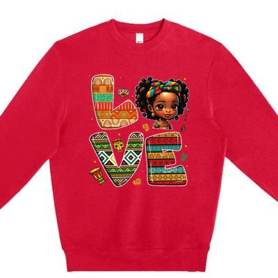 LOVE Black History Month Strong African Premium Crewneck Sweatshirt