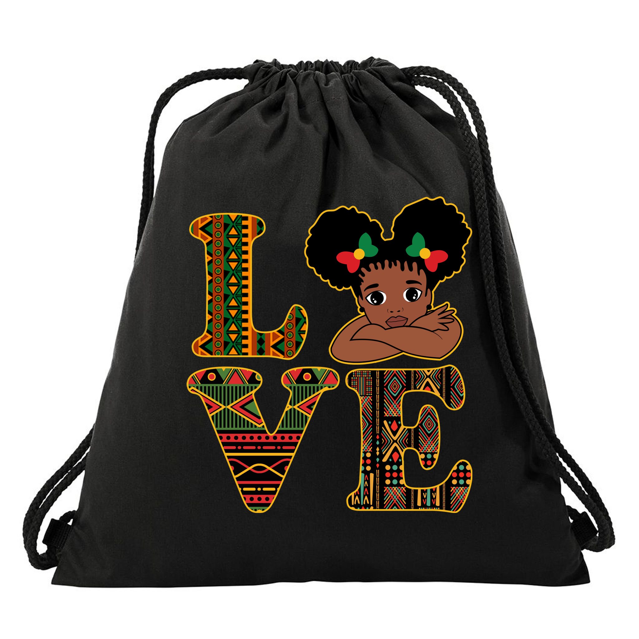 Love Black History Month Cute Pride Drawstring Bag