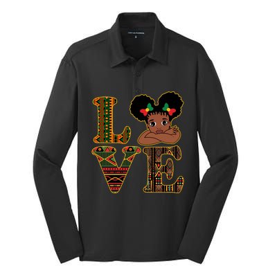 Love Black History Month Cute Pride Silk Touch Performance Long Sleeve Polo