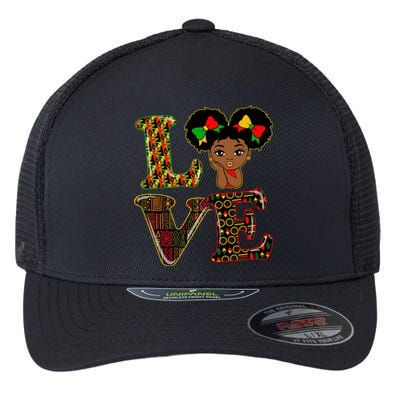 Love Black History Month Strong African Blm Juneteenth Gift Flexfit Unipanel Trucker Cap