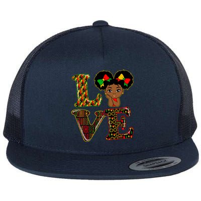 Love Black History Month Strong African Blm Juneteenth Gift Flat Bill Trucker Hat