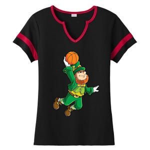 Leprechaun Basketball Happy St Patricks Day Adults Cute Gift Ladies Halftime Notch Neck Tee