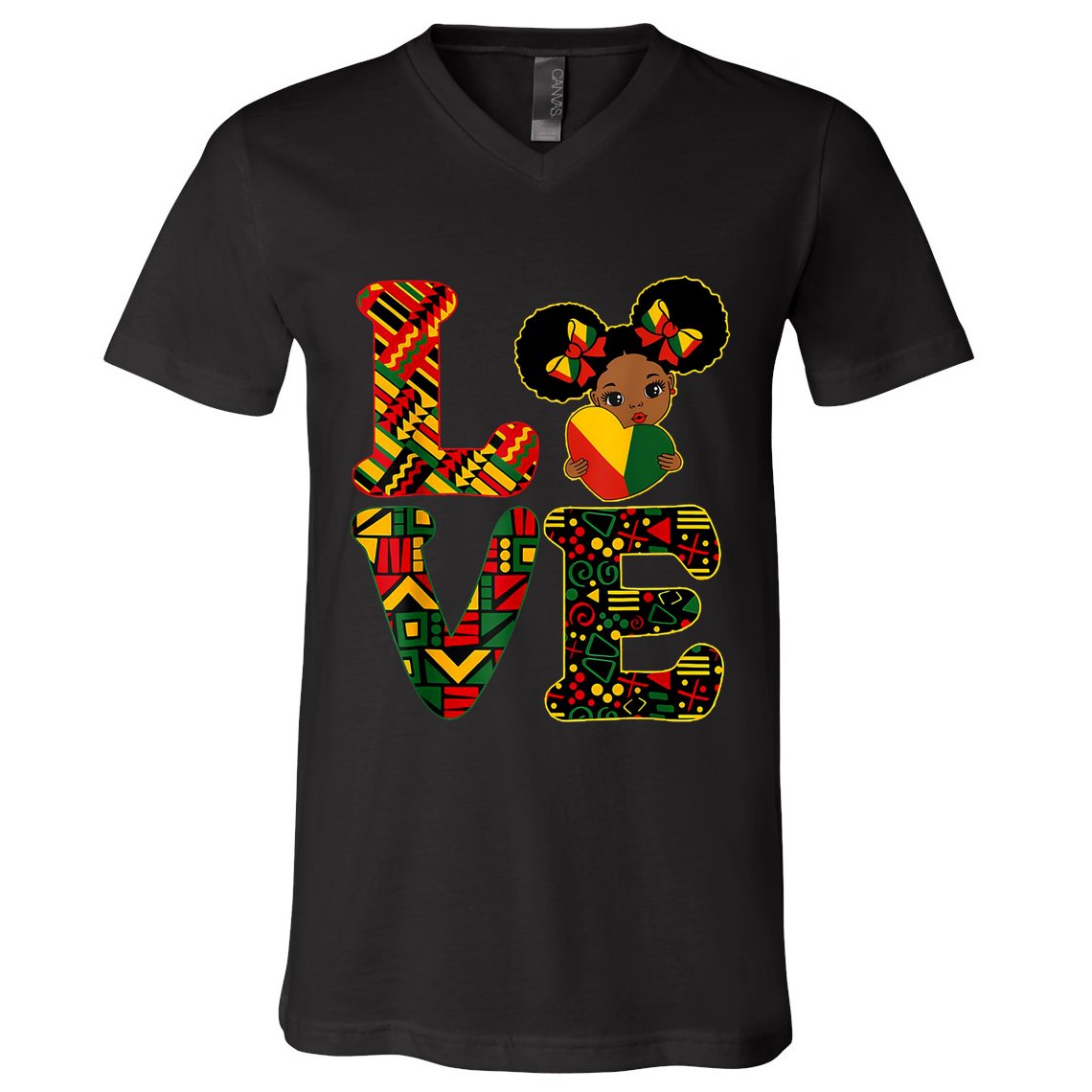 Love Black History Month Strong African V-Neck T-Shirt