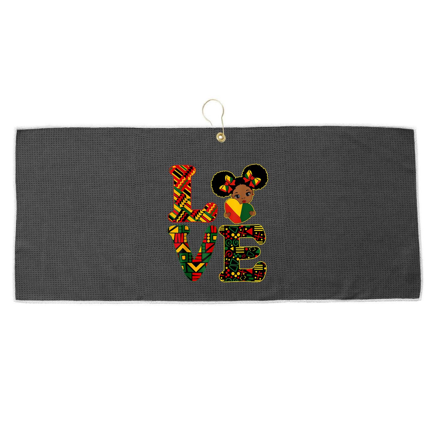 Love Black History Month Strong African Large Microfiber Waffle Golf Towel