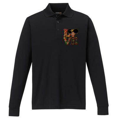 Love Black History Month Strong African Funny Gift Performance Long Sleeve Polo