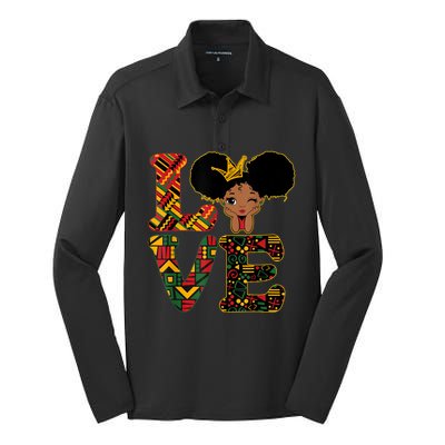 Love Black History Month Strong African Funny Gift Silk Touch Performance Long Sleeve Polo