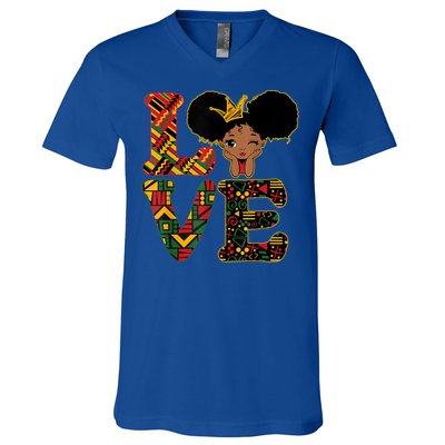 Love Black History Month Strong African Funny Gift V-Neck T-Shirt