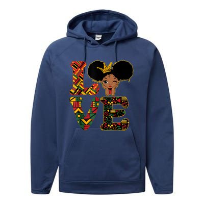 Love Black History Month Strong African Funny Gift Performance Fleece Hoodie